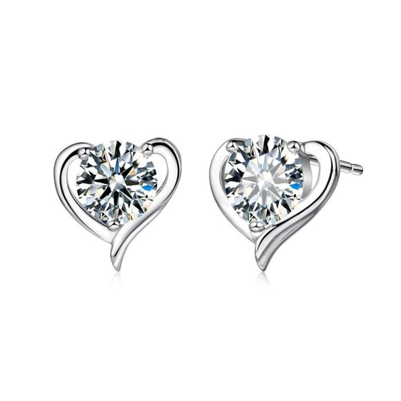 🌟 925 Sterling Silver Heart Necklace Earrings Set - Romantic Jewelry Ensemble - Picture 2 of 3